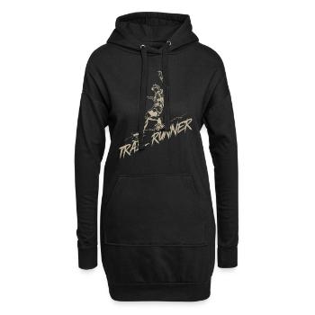 Trail runner jogging sur la montagne - Sweat-shirt à capuche long Femme - noir - Devant