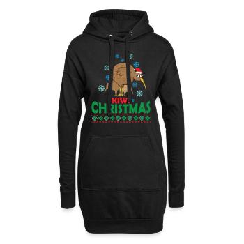 Ugly Christmas mit Kiwi Vogel aus Neuseeland - Hoodie-Kleid - Schwarz - Vorne