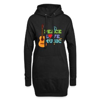 Gitarre "Peace, Love, Music" - Hoodie-Kleid - Schwarz - Vorne