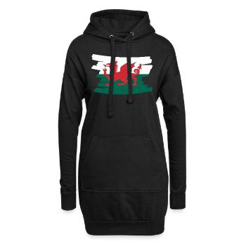 Wales National Flag - brush horizontal - Hoodie-Kleid - Schwarz - Vorne