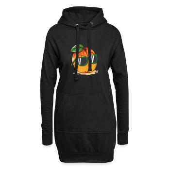 Pfirsich (Aprikose) mit Sonnenbrille - Hoodie-Kleid - Schwarz - Vorne