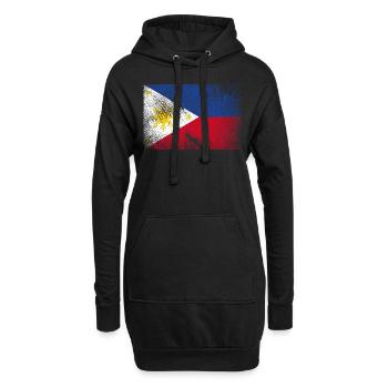 Drapeau des Philippines - grunge vintage - Sweat-shirt à capuche long Femme - noir - Devant