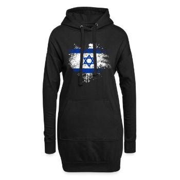 Drapeau d’Israël - Sweat-shirt à capuche long Femme - noir - Devant