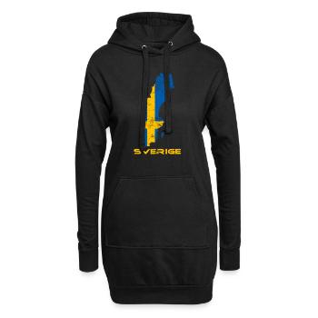 Schweden Schwedisch Flagge Landkarte - Hoodie-Kleid - Schwarz - Vorne