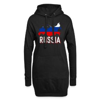 Russie Drapeau carte - Sweat-shirt à capuche long Femme - noir - Devant