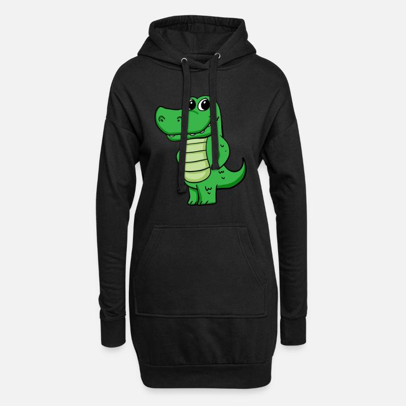 Krokodil - Hoodie-Kleid - Schwarz