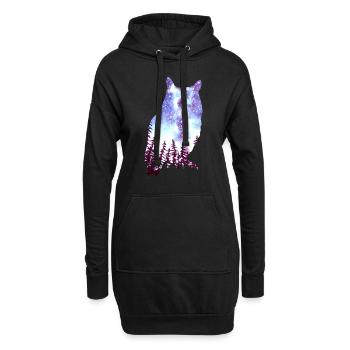 Eule Sternenhimmel Wald - Hoodie-Kleid - Schwarz - Vorne