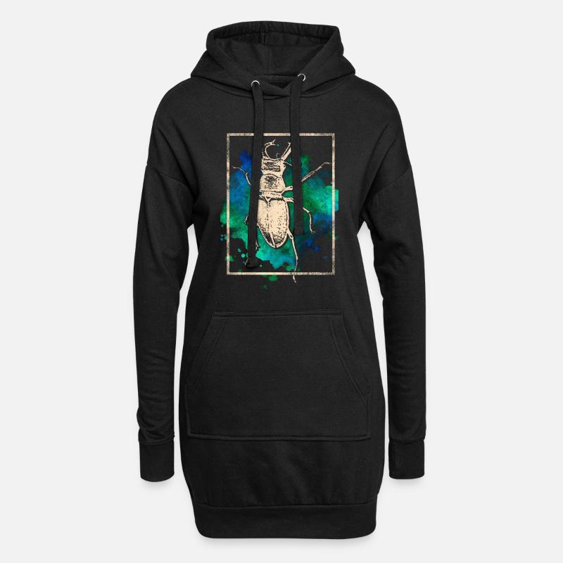 Hirschkäfer - Hoodie-Kleid - Schwarz