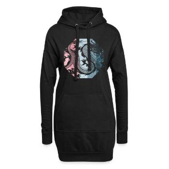Chinesischer Drache - Hoodie-Kleid - Schwarz - Vorne