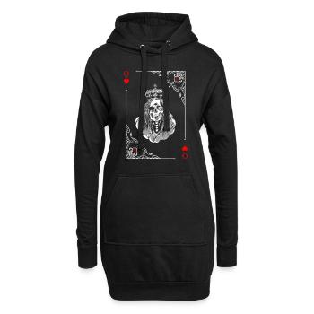 Cartes cartes coeur dame jeu de cartes - Sweat-shirt à capuche long Femme - noir - Devant