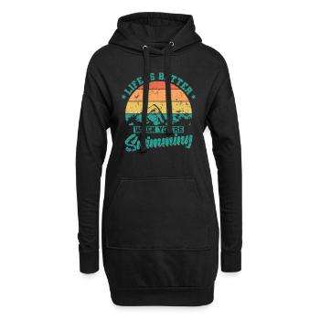 Schwimmen Life is Better When You're Swimming - Hoodie-Kleid - Schwarz - Vorne
