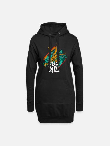 Drache China Schirftzeichen - Hoodie-Kleid - Schwarz