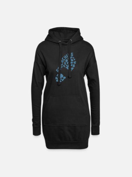 Geocaching empreinte chaussures - Sweat-shirt à capuche long Femme - noir