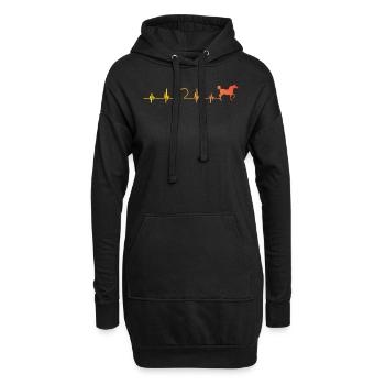 Cadeau fan chevaux rythme cardiaque coeur cheval - Sweat-shirt à capuche long Femme - noir - Devant