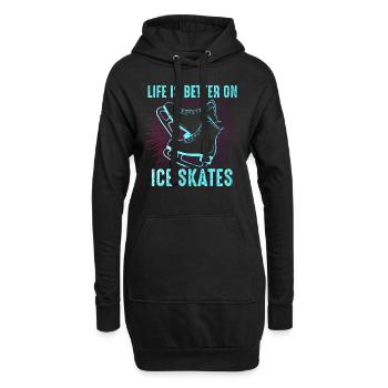 Schlittschuhlaufen Eiskunstlauf - Hoodie-Kleid - Schwarz - Vorne