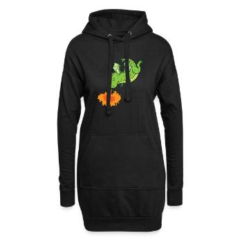 Drache spuckt Feuer Fabelwesen Märchen - Hoodie-Kleid - Schwarz - Vorne