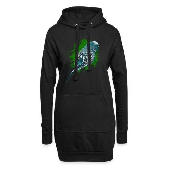 Perruche ondulée - Sweat-shirt à capuche long Femme - noir - Devant
