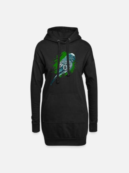 Wellensittich - Hoodie-Kleid - Schwarz