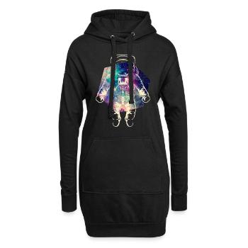 Astronaut im Weltraum - Hoodie-Kleid - Schwarz - Vorne