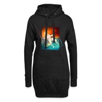 Astronaut im Weltraum - Hoodie-Kleid - Schwarz - Vorne