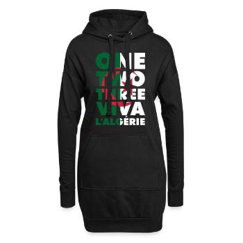 One two three viva l'algérie slogan DZ algérien - Sweat-shirt à capuche long Femme - noir - Devant
