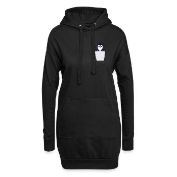 Pinguin in Brusttasche Pinguin in Tasche - Hoodie-Kleid - Schwarz - Vorne