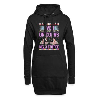 Licorne Même les licornes ont besoin de café - Sweat-shirt à capuche long Femme - noir - Devant