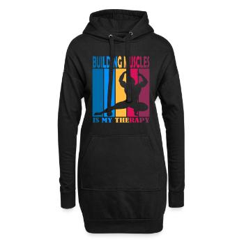 Construire des muscles est ma thérapie - Sweat-shirt à capuche long Femme - noir - Devant