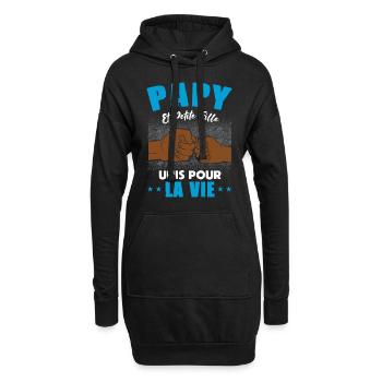 papy petite fille unis pour la vie check humour - Sweat-shirt à capuche long Femme - noir - Devant