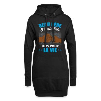 beau père belle fille unis pour la vie check main - Sweat-shirt à capuche long Femme - noir - Devant