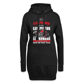 Cousine motarde adore les motos fromage plus cool - Sweat-shirt à capuche long Femme - noir - Devant