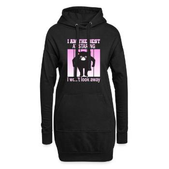 Chat qui regarde - Chats qui regardent - Sweat-shirt à capuche long Femme - noir - Devant