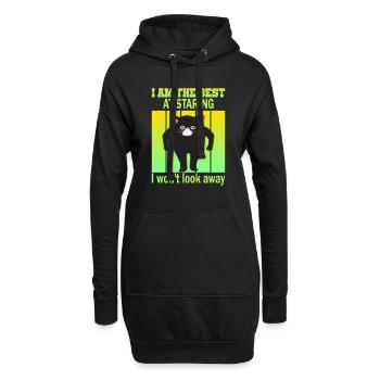 Chat qui regarde - Chats qui regardent - Sweat-shirt à capuche long Femme - noir - Devant