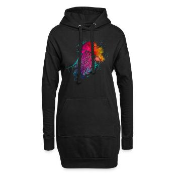 Bunte Qualle - Hoodie-Kleid - Schwarz - Vorne