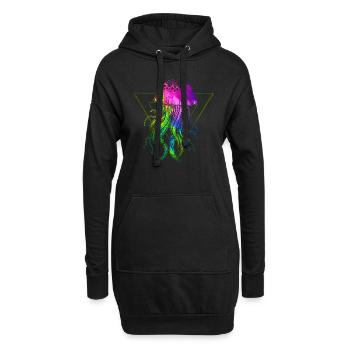 Bunte Qualle - Hoodie-Kleid - Schwarz - Vorne