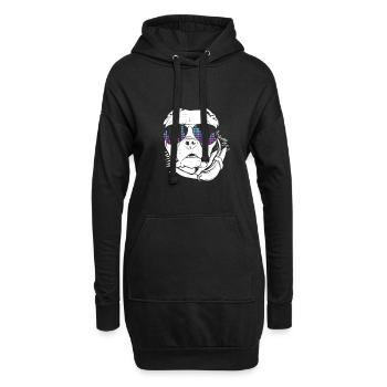 Hund mit Kopfhörer und cooler Musik Brille - Hoodie-Kleid - Schwarz - Vorne