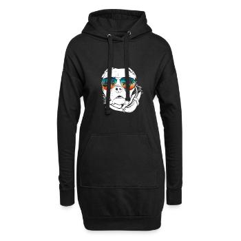 Hund mit cooler Sonnen Brille für Urlauber - Hoodie-Kleid - Schwarz - Vorne