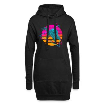 Vaporwave Spinosaurus Dinosaurier - Hoodie-Kleid - Schwarz - Vorne