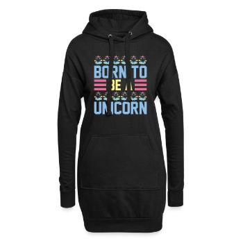 Einhorn Born To Be A Unicorn - Hoodie-Kleid - Schwarz - Vorne
