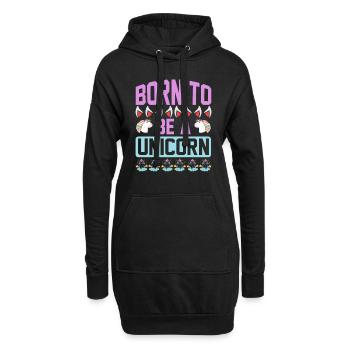 Einhorn Born To Be A Unicorn - Hoodie-Kleid - Schwarz - Vorne