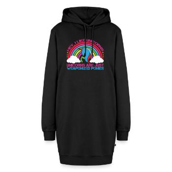Hey j’aime la licorne licorne - Sweat-shirt à capuche long Femme - noir - Devant