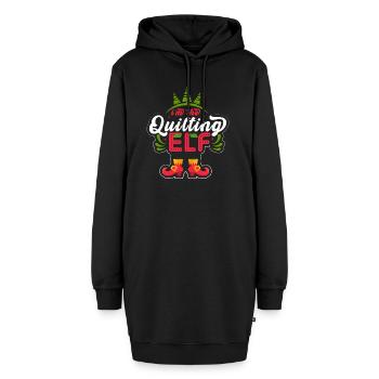 Ich bin die Quilting-Elfe Ugly Christmas Sweater - Hoodie-Kleid - Schwarz - Vorne