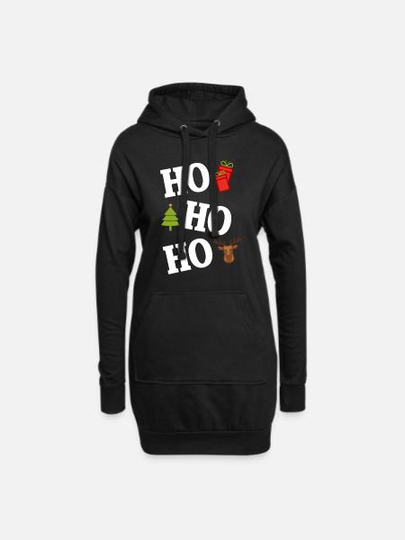 Ho ho ho Ugly Christmas Sweater - Hoodie-Kleid - Schwarz