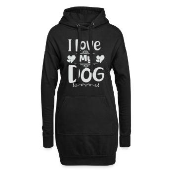 J’aime mon chien - Sweat-shirt à capuche long Femme - noir - Devant