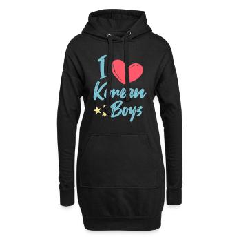 J’aime les garçons coréens - Sweat-shirt à capuche long Femme - noir - Devant