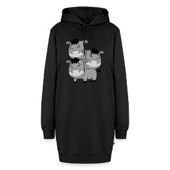 Niedliche Esel - Hoodie-Kleid - Schwarz - Vorne - AI Model Female 172 light (172cm)