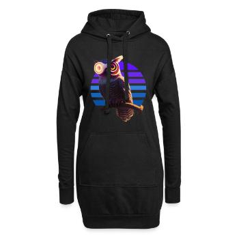 Roboter Eule Hybrid Wesen - Hoodie-Kleid - Schwarz - Vorne