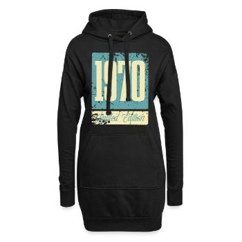 1970 Naissance Anniversaire Année de naissance - Sweat-shirt à capuche long Femme - noir - Devant