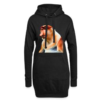 Der exotische Nasenaffe - Hoodie-Kleid - Schwarz - Vorne