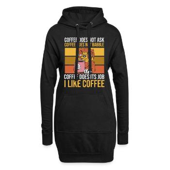 Faultier: Kaffee fragt nicht und plappert nicht - Hoodie-Kleid - Schwarz - Vorne